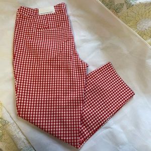 Ann Taylor cropped cotton pants, size 12, red and white gingham